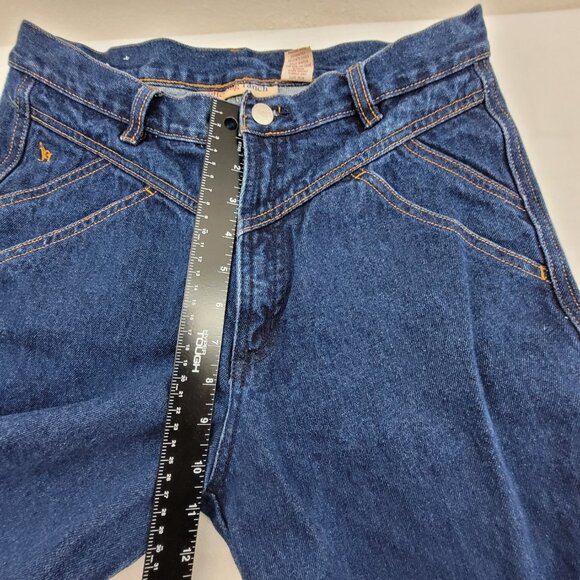 Vintage Western Bareback Jeans V-Yoke Slash Pockets Blue Jitterbug Ranch 29x32.5 - Picture 9 of 16
